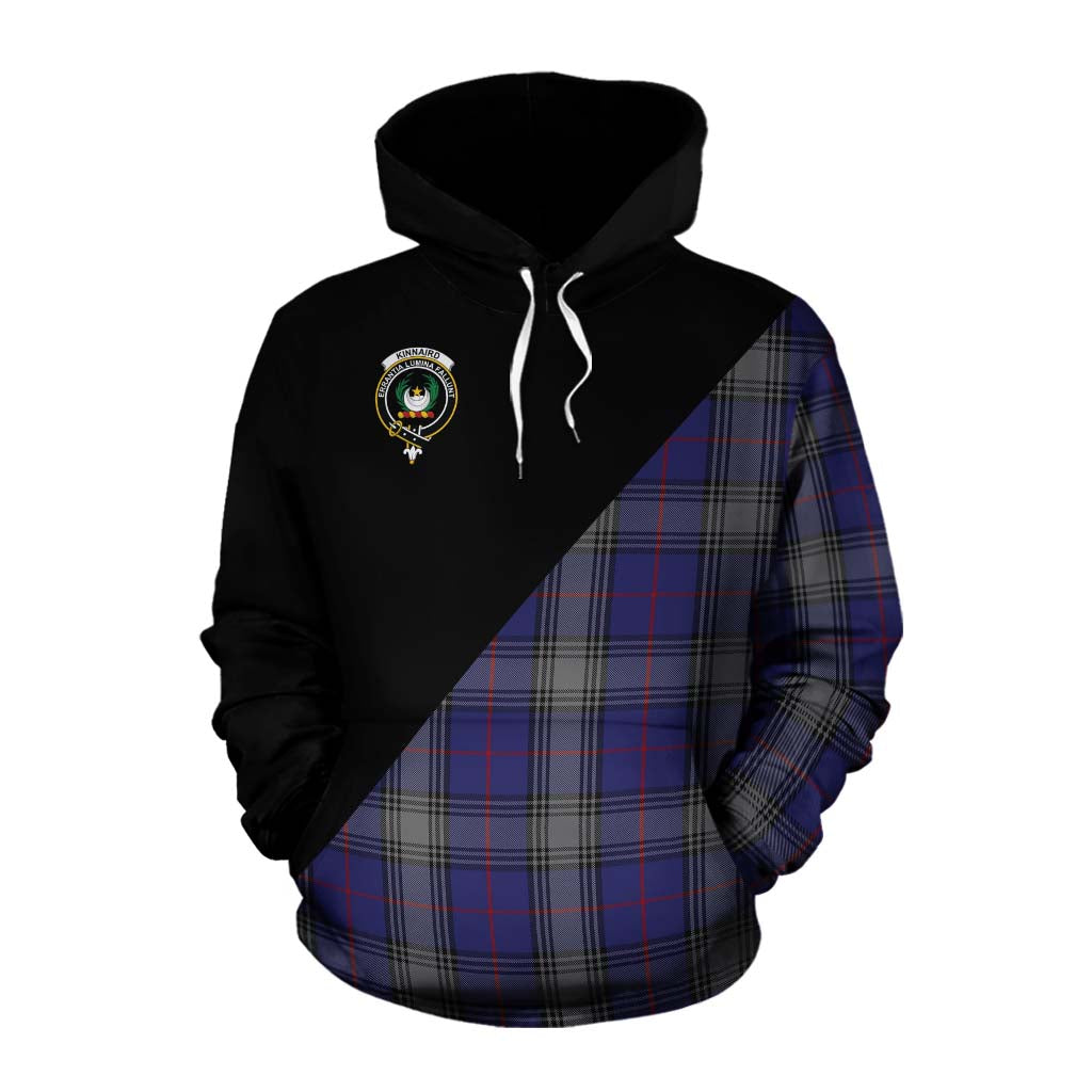 Tartan Vibes Clothing Kinnaird Tartan Cotton Hoodie with Family Crest and Military Logo Style