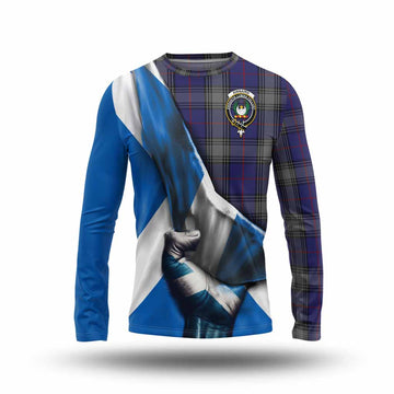 Kinnaird Tartan Long Sleeve T-Shirt with Family Crest Scotland Patriotic Style