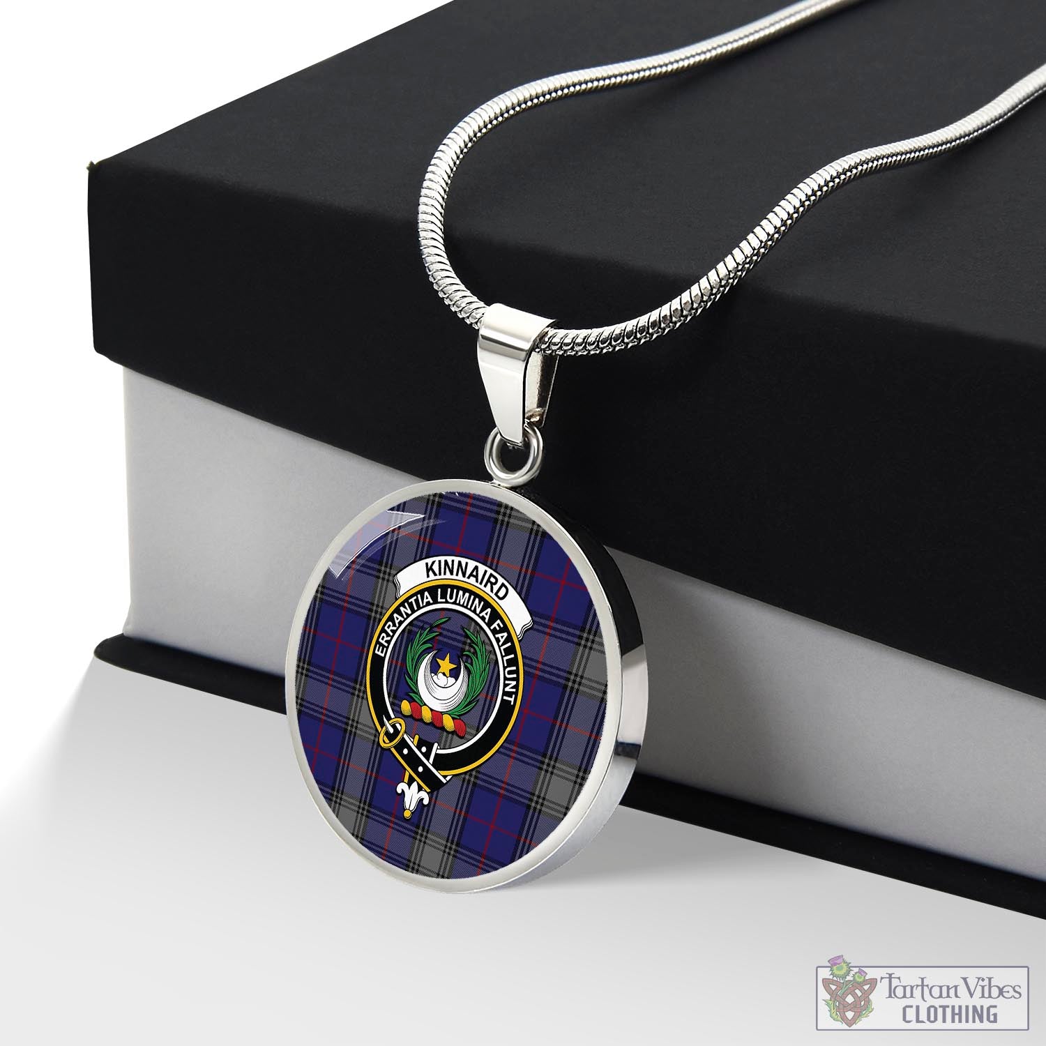 Tartan Vibes Clothing Kinnaird Tartan Circle Necklace with Family Crest