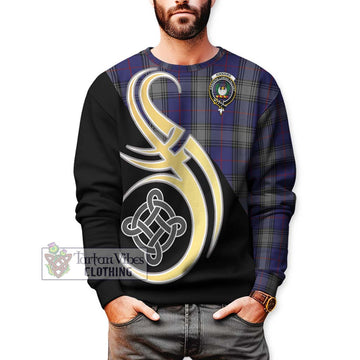 Kinnaird Tartan Sweatshirt with Family Crest and Celtic Symbol Style