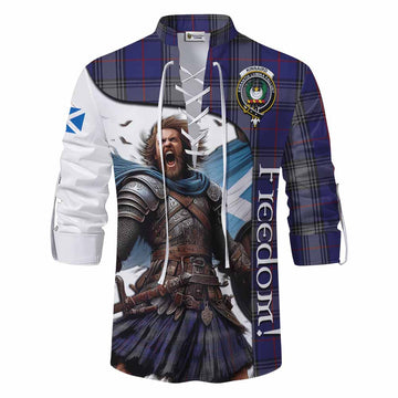 Kinnaird Crest Tartan Ghillie Kilt Shirt Inspired by the Freedom of Scottish Warrior