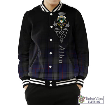 Kinnaird Tartan Baseball Jacket Featuring Alba Gu Brath Family Crest Celtic Inspired