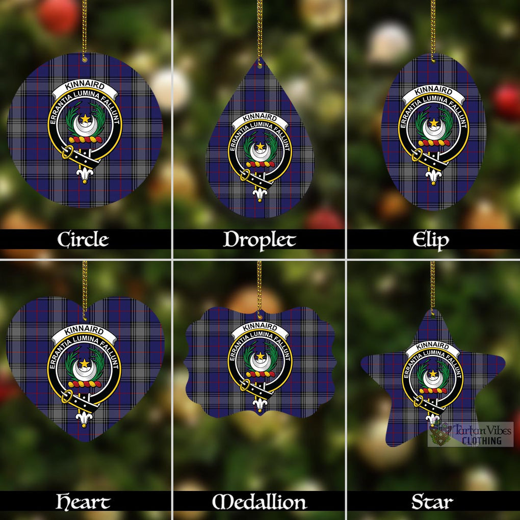 Tartan Vibes Clothing Kinnaird Tartan Christmas Aluminium Ornament with Family Crest