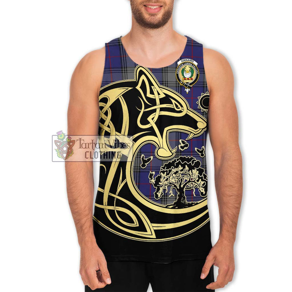 Kinnaird Tartan Men's Tank Top with Family Crest Celtic Wolf Style Men - Tartan Vibes Clothing