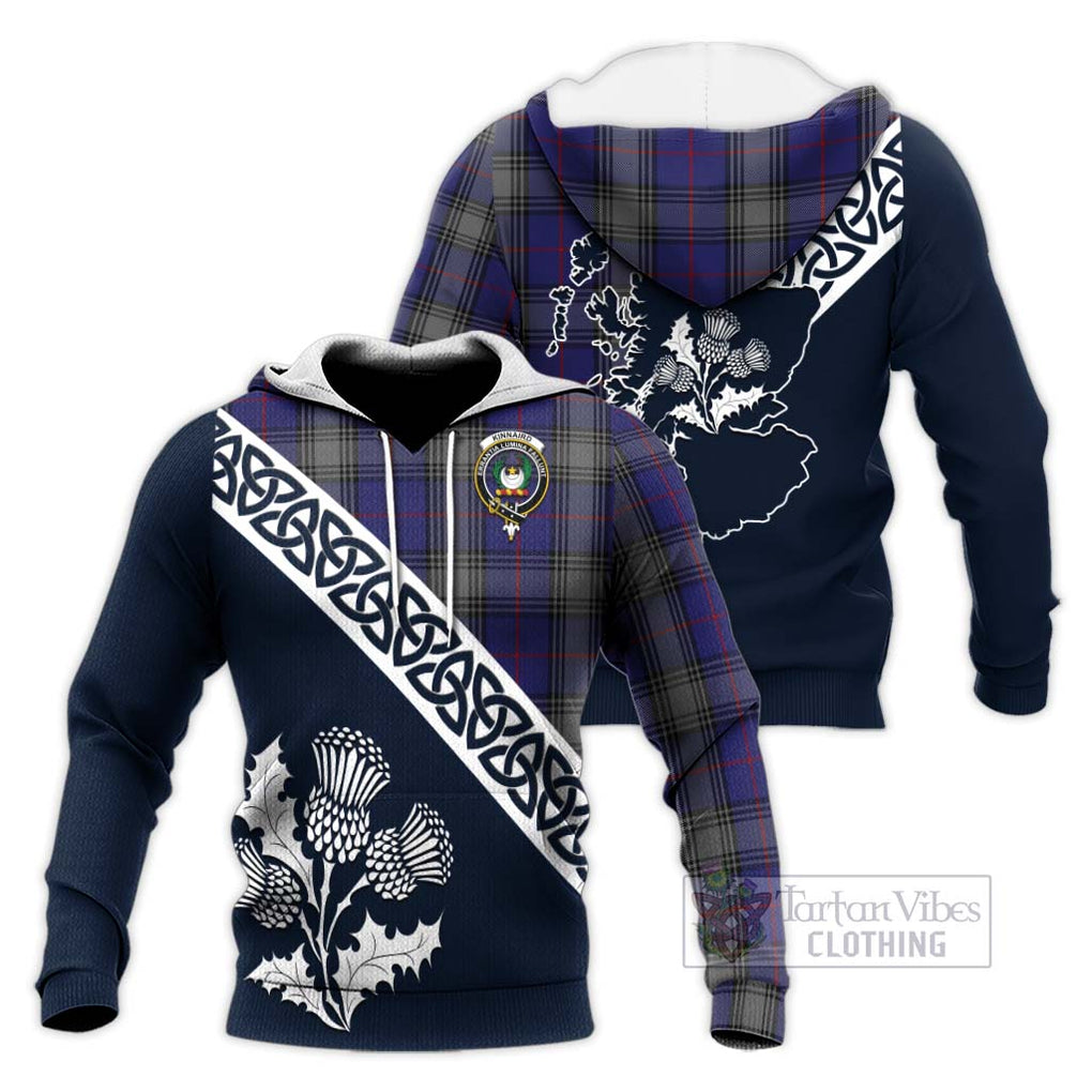 Tartan Vibes Clothing Kinnaird Tartan Knitted Hoodie Featuring Thistle and Scotland Map