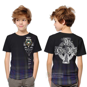 Kinnaird Tartan Kid T-Shirt Featuring Alba Gu Brath Family Crest Celtic Inspired