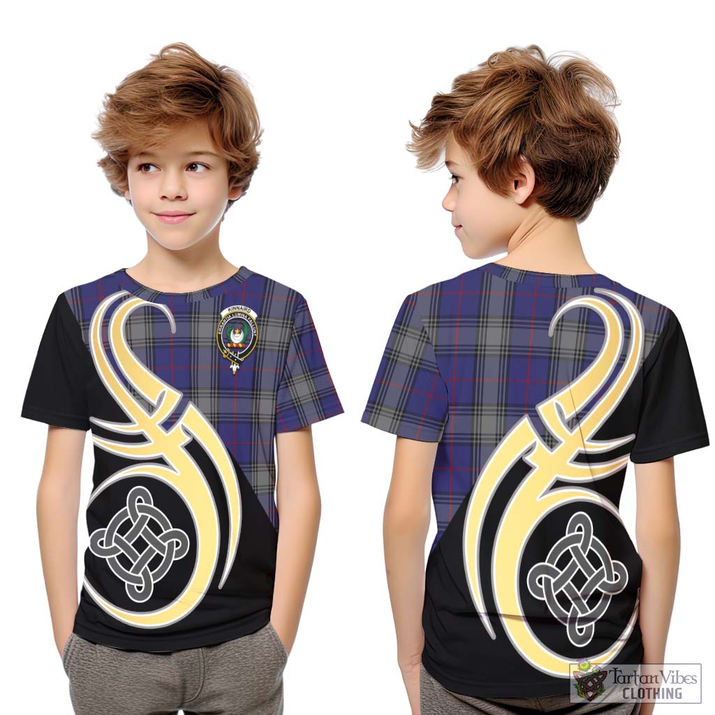 Kinnaird Tartan Kid T-Shirt with Family Crest and Celtic Symbol Style Youth XL Size14 - Tartan Vibes Clothing