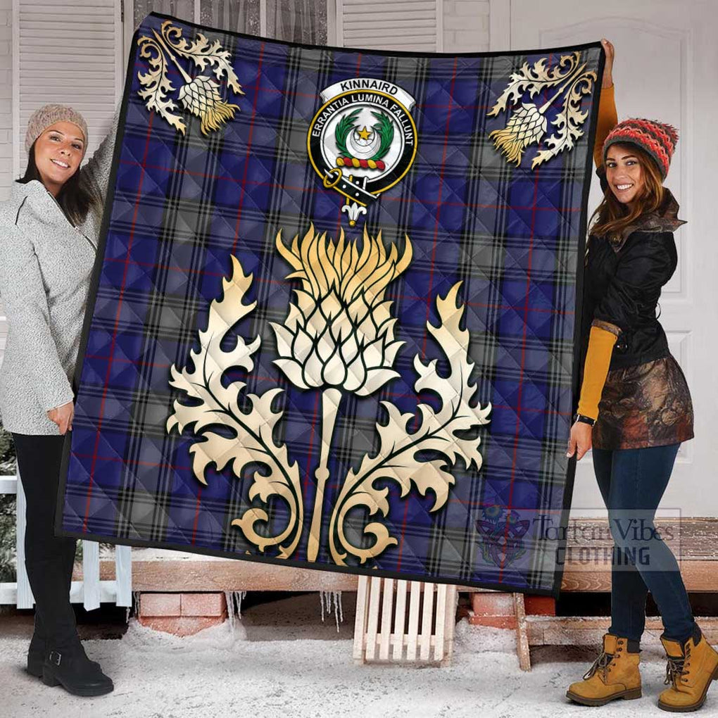 Tartan Vibes Clothing Kinnaird Tartan Quilt with Family Crest and Golden Thistle Style