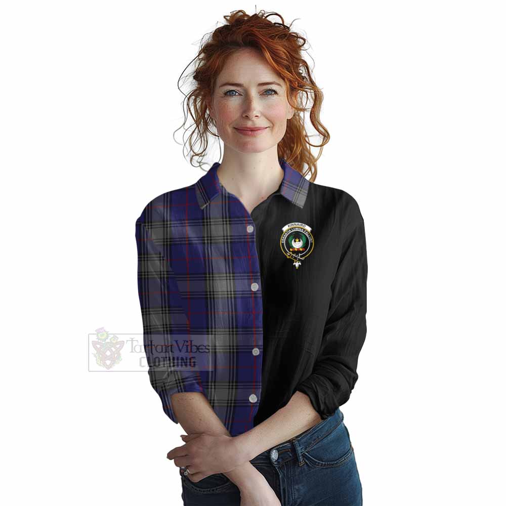 Tartan Vibes Clothing Kinnaird Tartan Women's Casual Shirt with Family Crest and Half Of Me Style