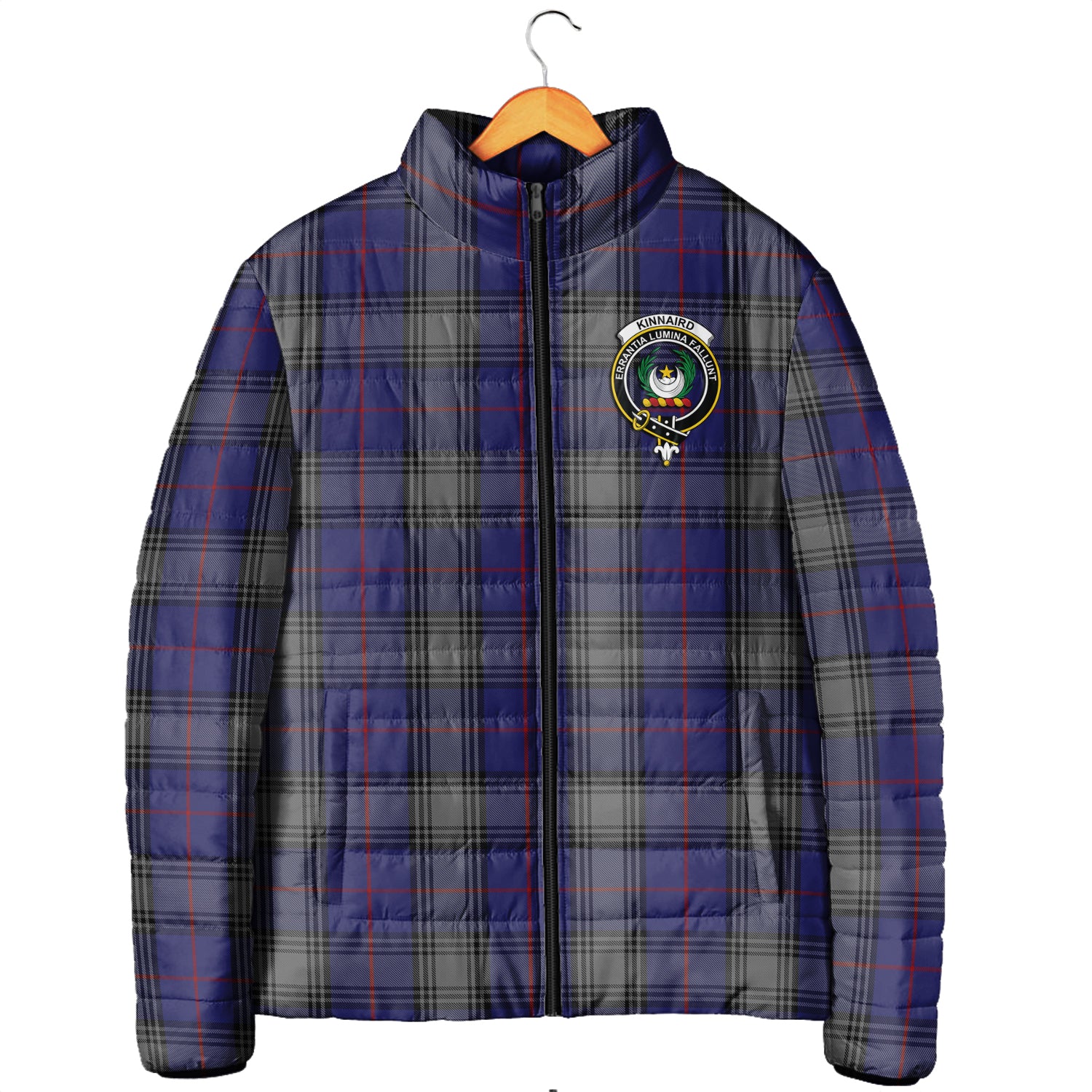 Kinnaird Tartan Padded Jacket with Family Crest Men's Padded Jacket - Tartan Vibes Clothing