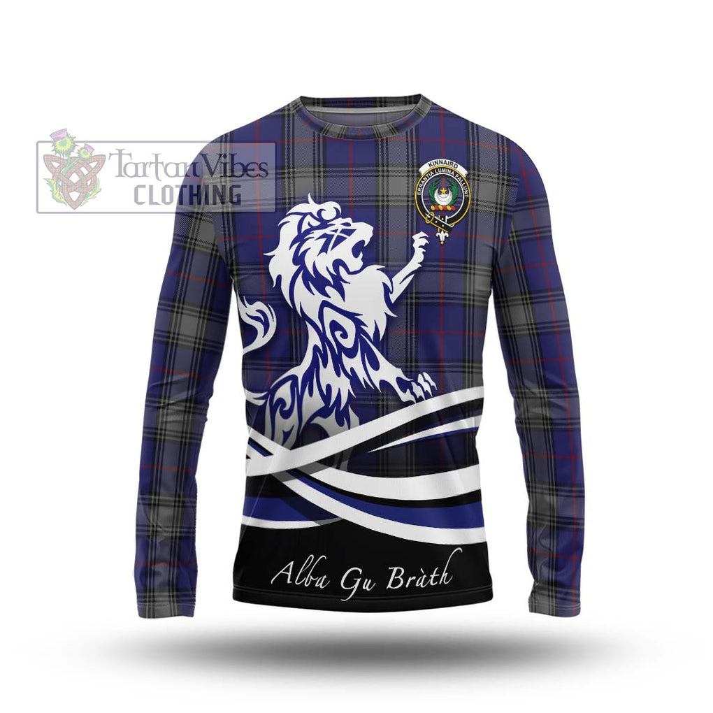 Kinnaird Tartan Long Sleeve T-Shirt with Alba Gu Brath Regal Lion Emblem Unisex - Tartanvibesclothing Shop