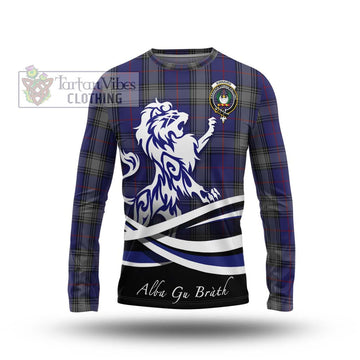 Kinnaird Tartan Long Sleeve T-Shirt with Alba Gu Brath Regal Lion Emblem