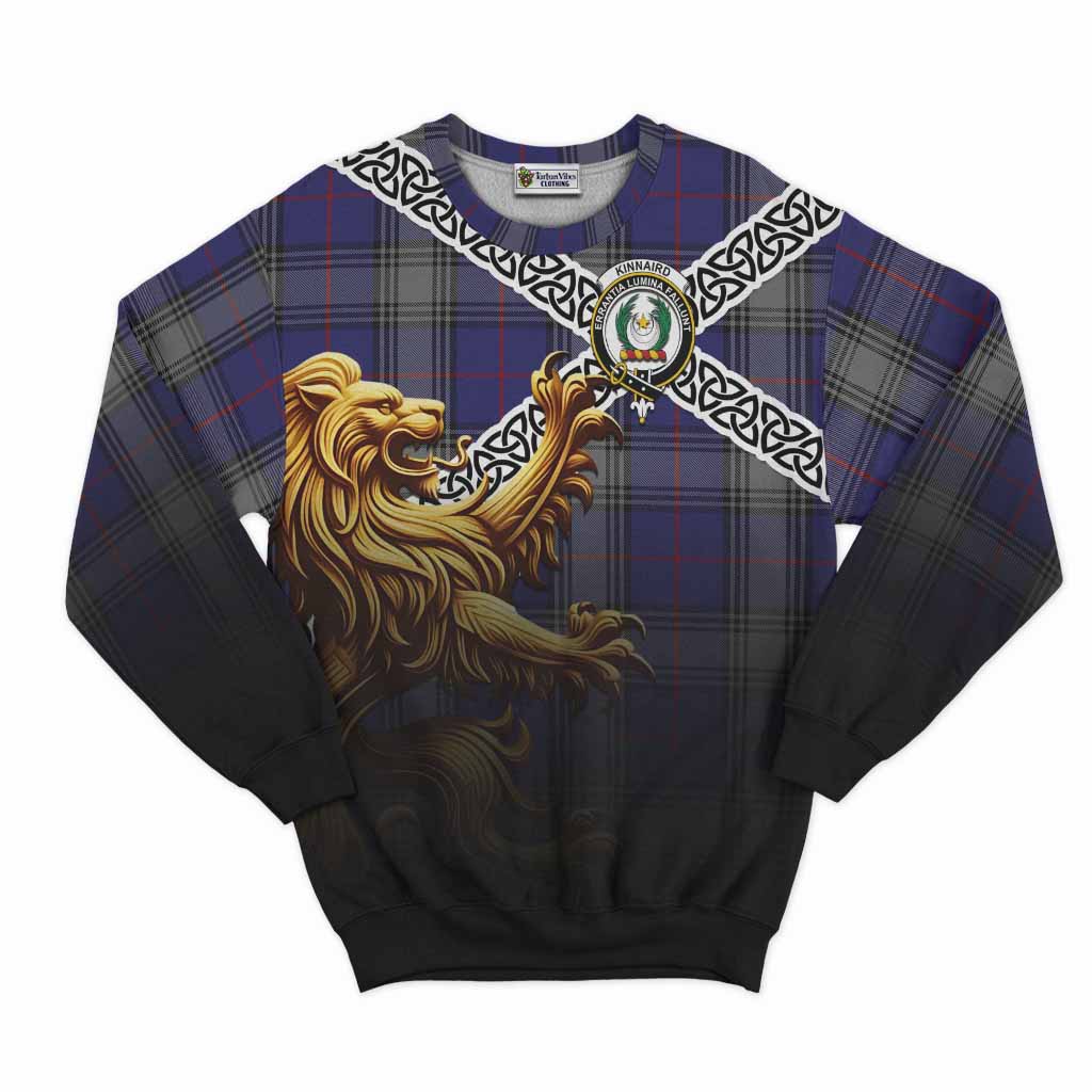 Kinnaird Crest Tartan Sweatshirt with Golden Lion Emblem Celtic Style Unisex - Tartan Vibes Clothing