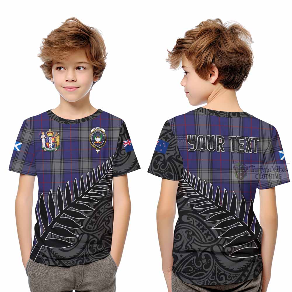 Tartan Vibes Clothing Kinnaird Crest Tartan Kid T-Shirt with New Zealand Silver Fern Half Style