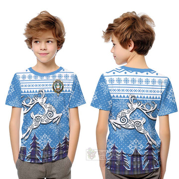 Kinnaird Clan Christmas Kid T-Shirt Celtic Reindeer Style