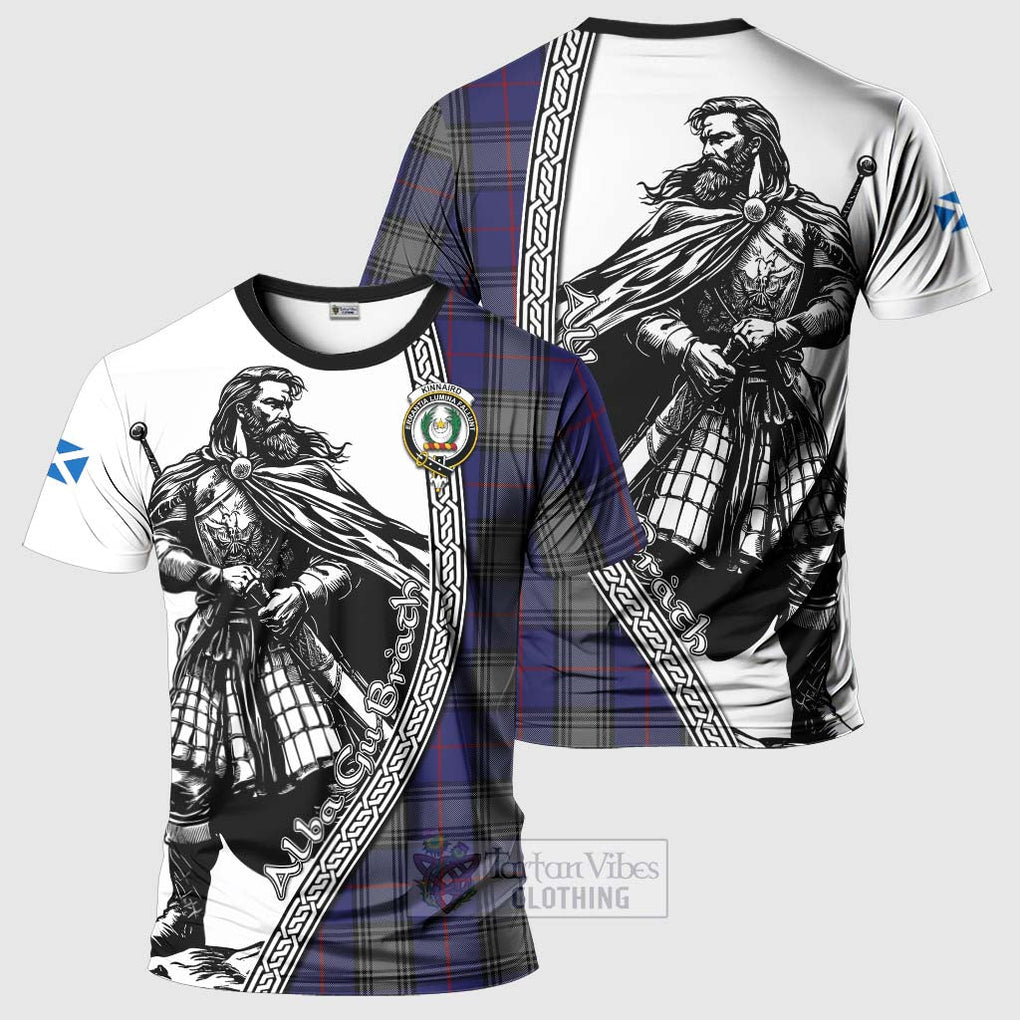 Tartan Vibes Clothing Kinnaird Tartan Clan Crest T-Shirt with Highlander Warrior Celtic Style