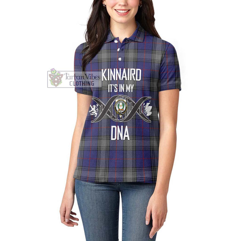 Kinnaird Tartan Women's Polo Shirt with Family Crest DNA In Me Style Women - Tartanvibesclothing Shop