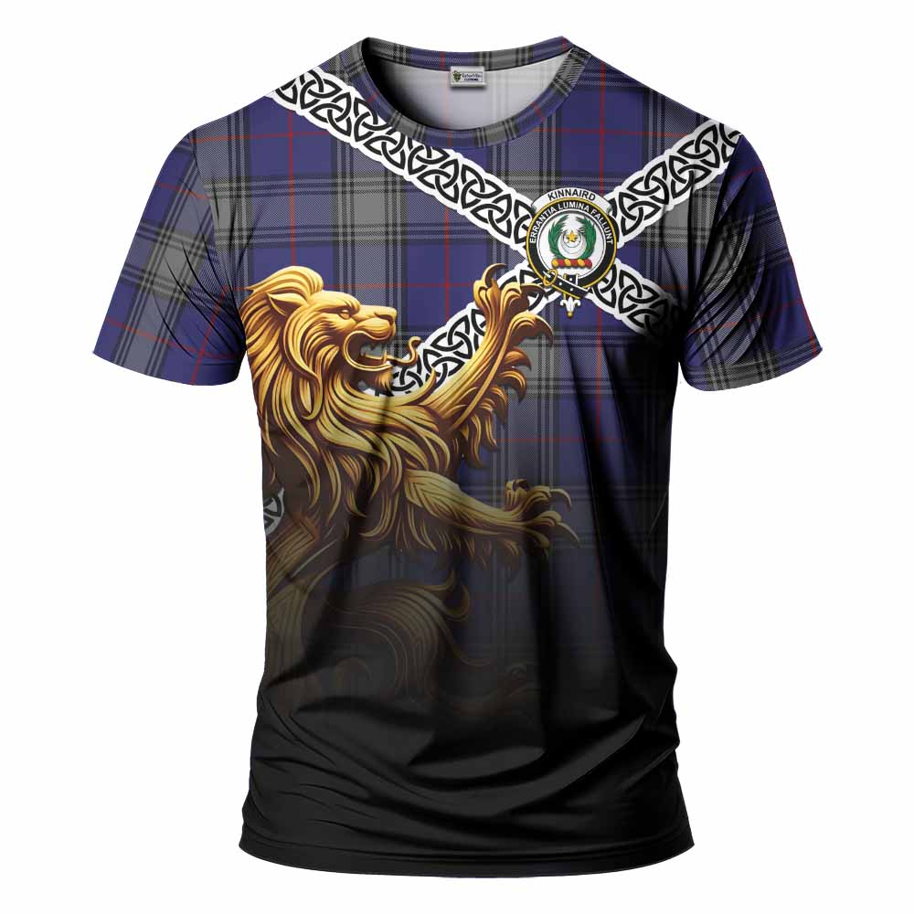 Kinnaird Crest Tartan T-Shirt with Golden Lion Emblem Celtic Style Kid's Shirt - Tartan Vibes Clothing
