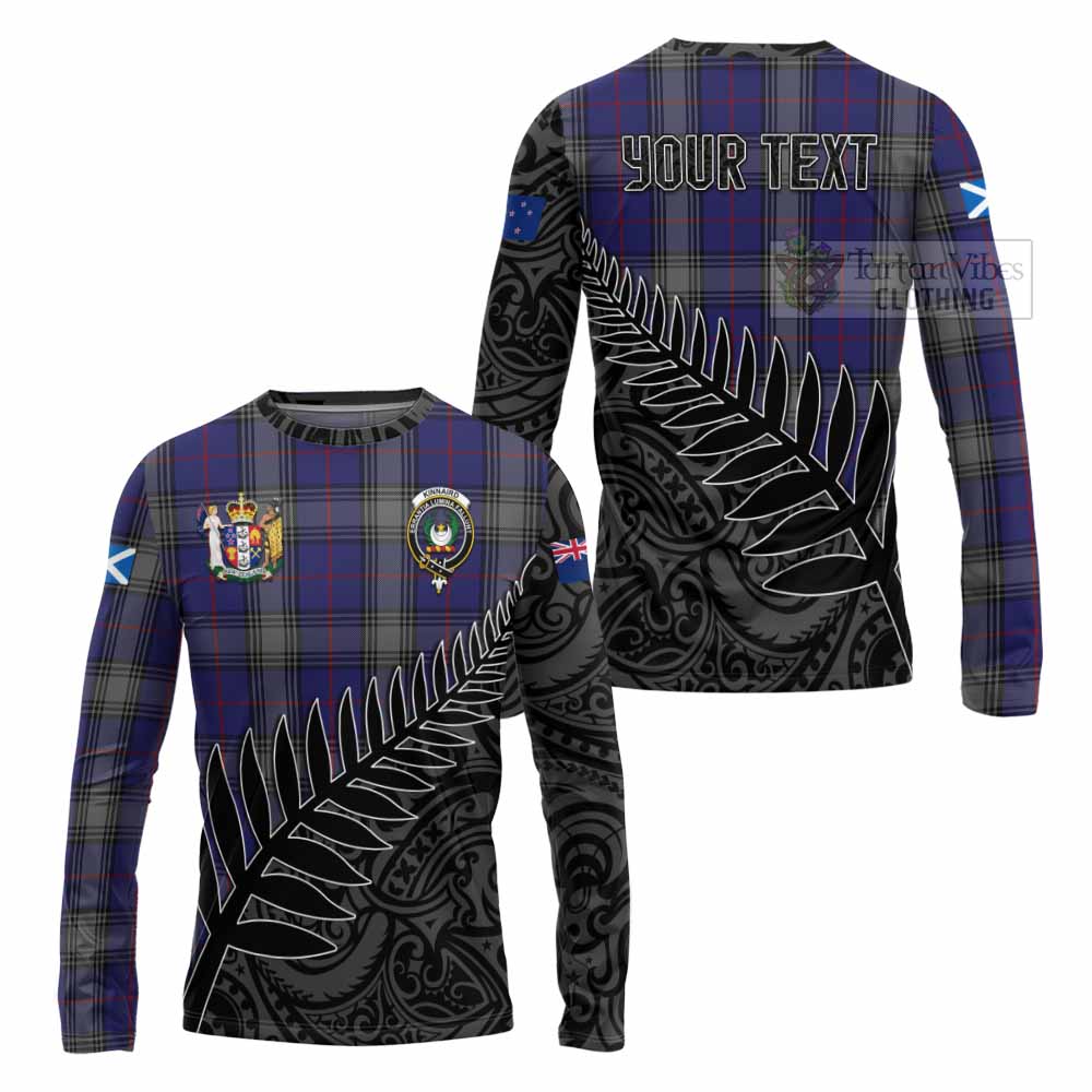 Tartan Vibes Clothing Kinnaird Crest Tartan Long Sleeve T-Shirt with New Zealand Silver Fern Half Style