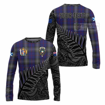 Kinnaird Crest Tartan Long Sleeve T-Shirt with New Zealand Silver Fern Half Style