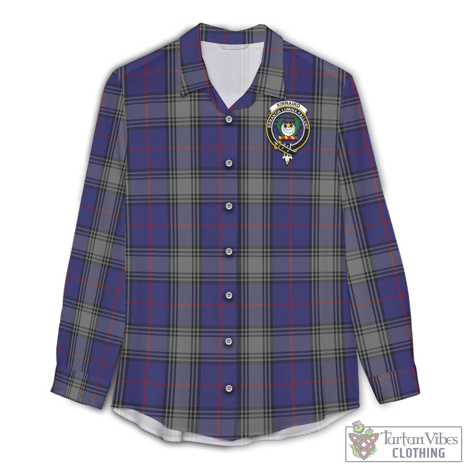 Tartan Vibes Clothing Kinnaird Tartan Womens Casual Shirt with Family Crest