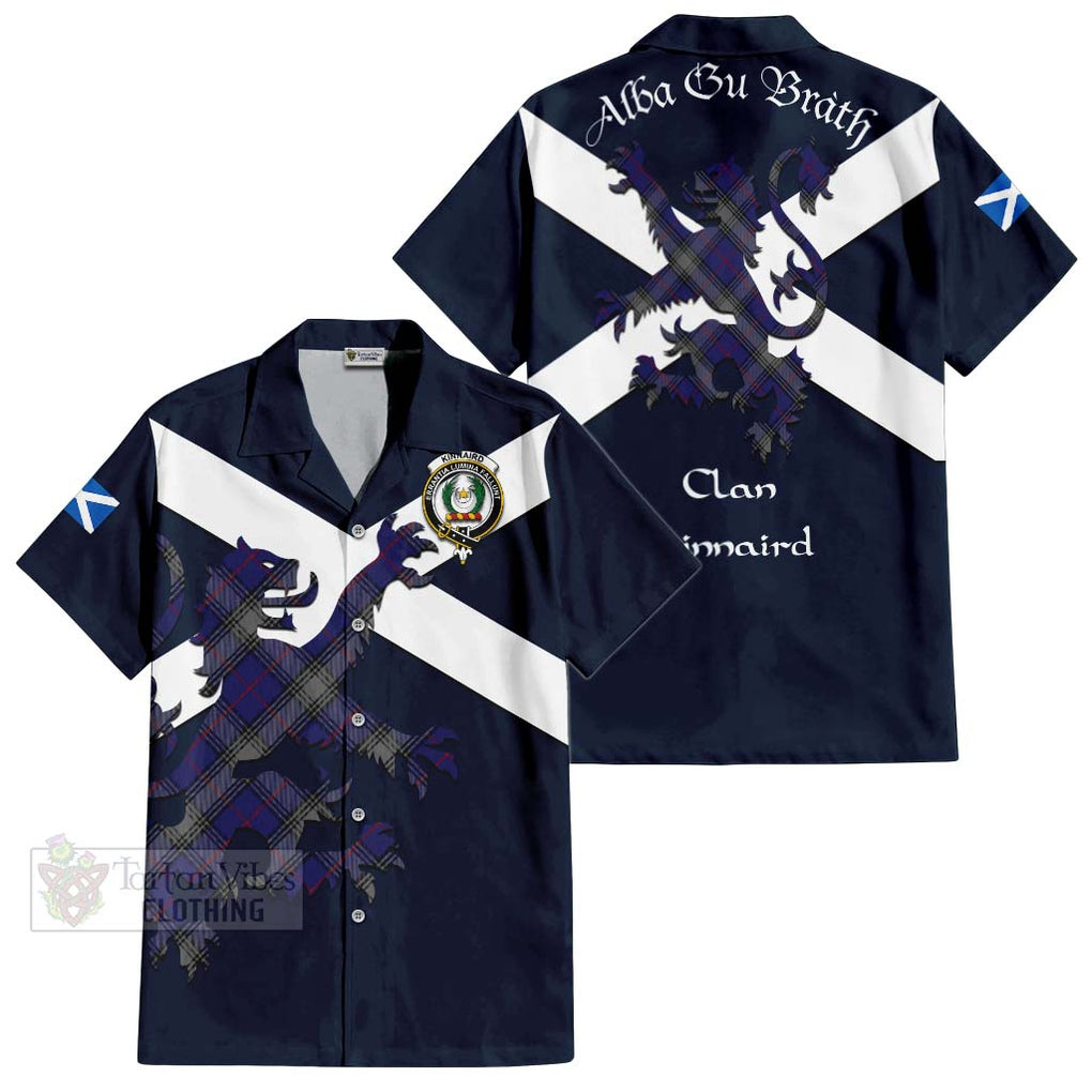 Tartan Vibes Clothing Kinnaird Tartan Lion Rampant Short Sleeve Button Shirt – Proudly Display Your Heritage with Alba Gu Brath and Clan Name