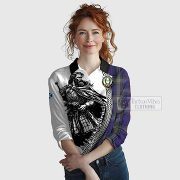 Kinnaird Tartan Clan Crest Women's Casual Shirt with Highlander Warrior Celtic Style