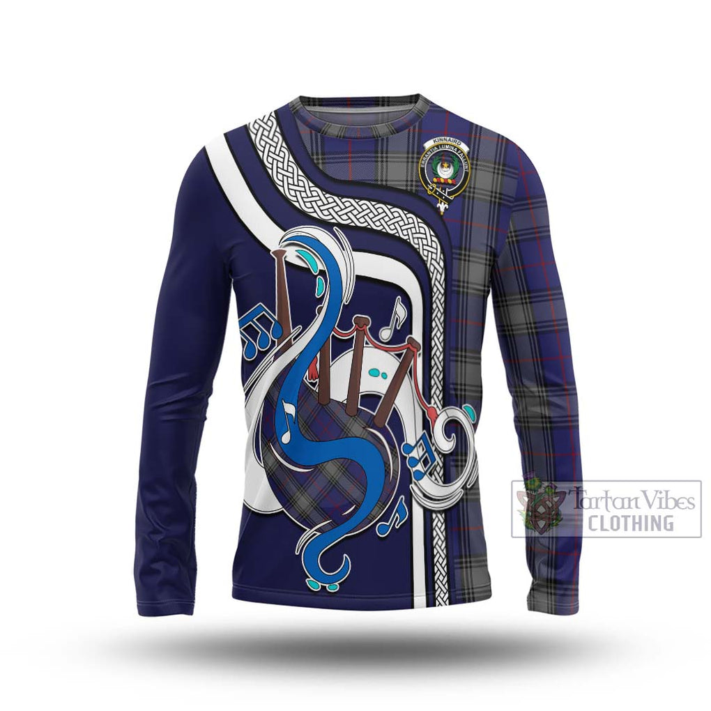 Tartan Vibes Clothing Kinnaird Tartan Long Sleeve T-Shirt with Epic Bagpipe Style