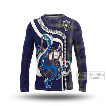 Kinnaird Tartan Long Sleeve T-Shirt with Epic Bagpipe Style