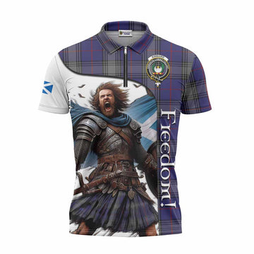 Kinnaird Crest Tartan Zipper Polo Shirt Inspired by the Freedom of Scottish Warrior