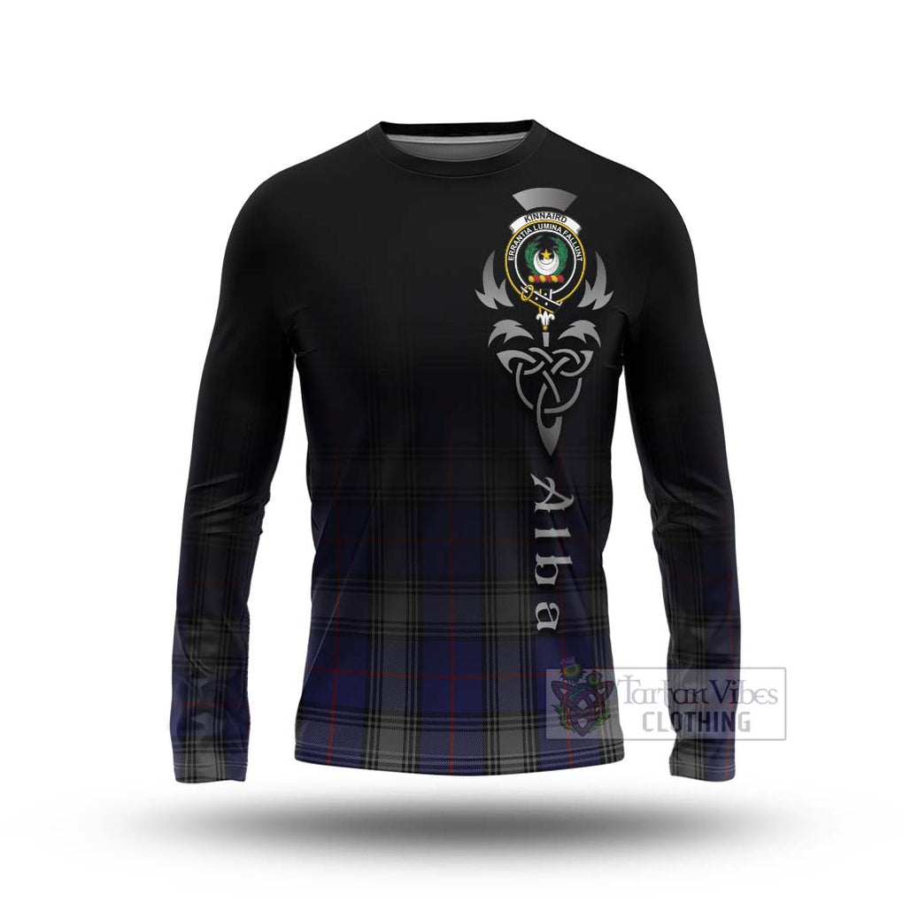 Tartan Vibes Clothing Kinnaird Tartan Long Sleeve T-Shirt Featuring Alba Gu Brath Family Crest Celtic Inspired