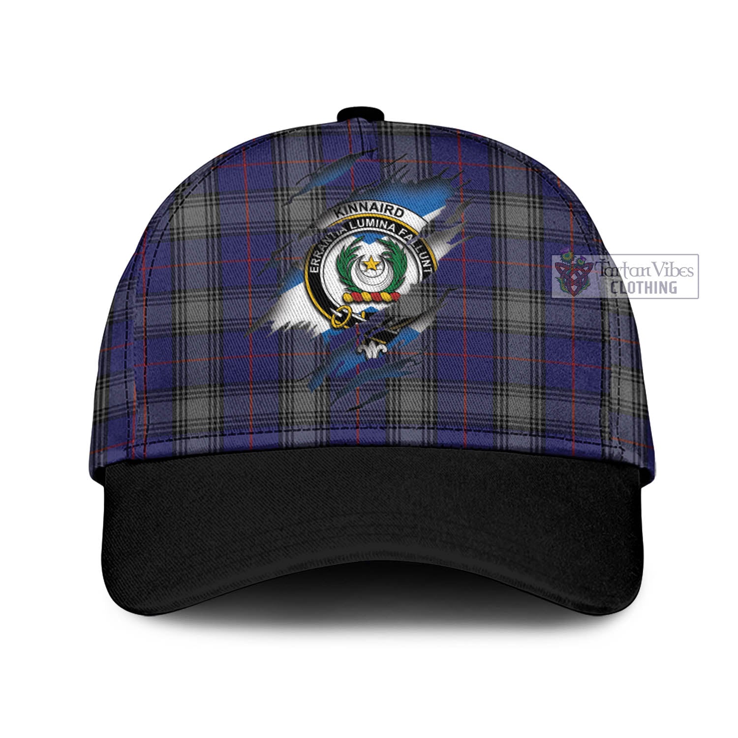 Tartan Vibes Clothing Kinnaird Tartan Classic Cap with Family Crest In Me Style