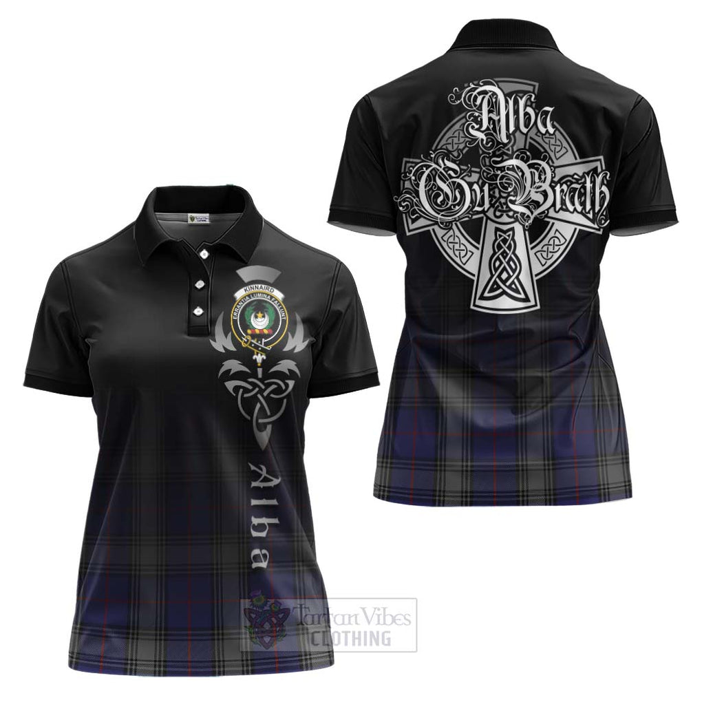 Tartan Vibes Clothing Kinnaird Tartan Women's Polo Shirt Featuring Alba Gu Brath Family Crest Celtic Inspired