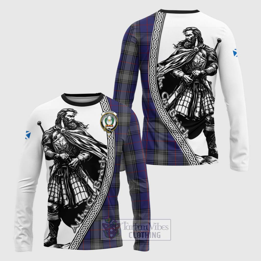 Tartan Vibes Clothing Kinnaird Tartan Clan Crest Long Sleeve T-Shirt with Highlander Warrior Celtic Style