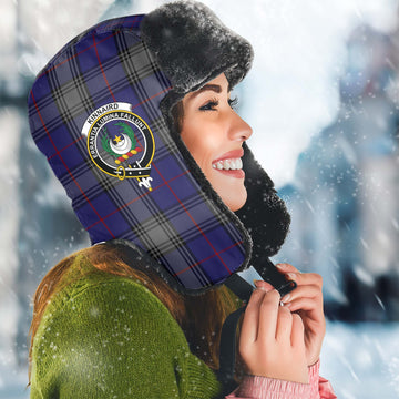 Kinnaird Tartan Winter Trapper Hat with Family Crest