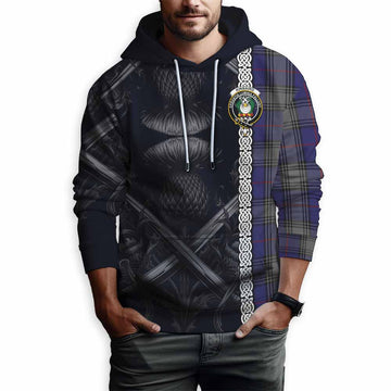 Kinnaird Tartan Hoodie with Family Crest Cross Sword Thistle Celtic Vibes