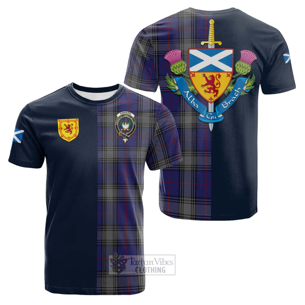 Tartan Vibes Clothing Kinnaird Tartan Cotton T-shirt with Scottish Lion Royal Arm Half Style