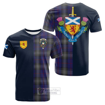 Kinnaird Tartan Cotton T-shirt Alba with Scottish Lion Royal Arm Half Style