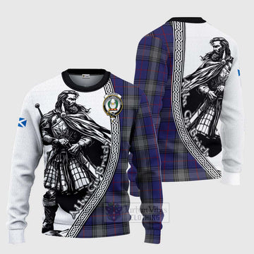 Kinnaird Tartan Clan Crest Knitted Sweater with Highlander Warrior Celtic Style