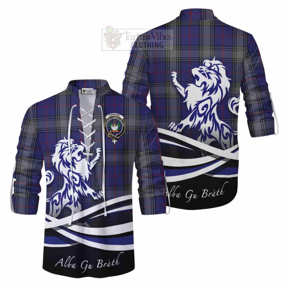 Tartan Vibes Clothing Kinnaird Tartan Ghillie Kilt Shirt with Alba Gu Brath Regal Lion Emblem