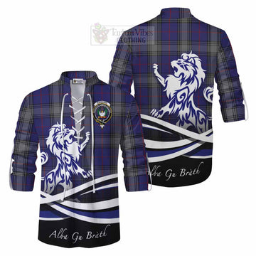 Kinnaird Tartan Ghillie Kilt Shirt with Alba Gu Brath Regal Lion Emblem