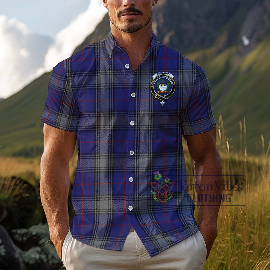 Kinnaird Tartan Cotton Hawaiian Shirt with Family Crest Adult - Tartan Vibes Clothing