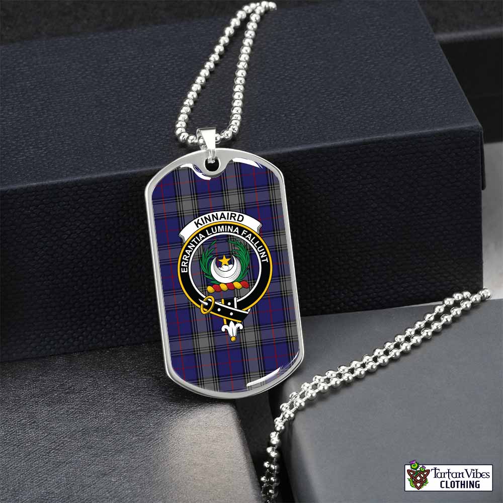 Tartan Vibes Clothing Kinnaird Tartan Dog Tag Necklace with Family Crest