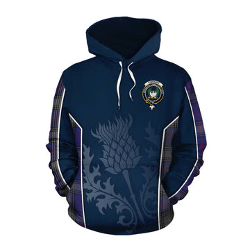 Kinnaird Tartan Cotton Hoodie with Family Crest and Scottish Thistle Vibes Sport Style