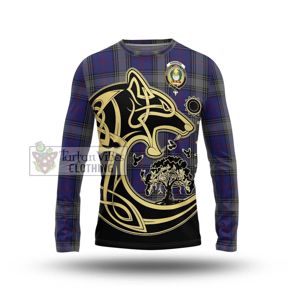 Kinnaird Tartan Long Sleeve T-Shirt with Family Crest Celtic Wolf Style Unisex - Tartan Vibes Clothing