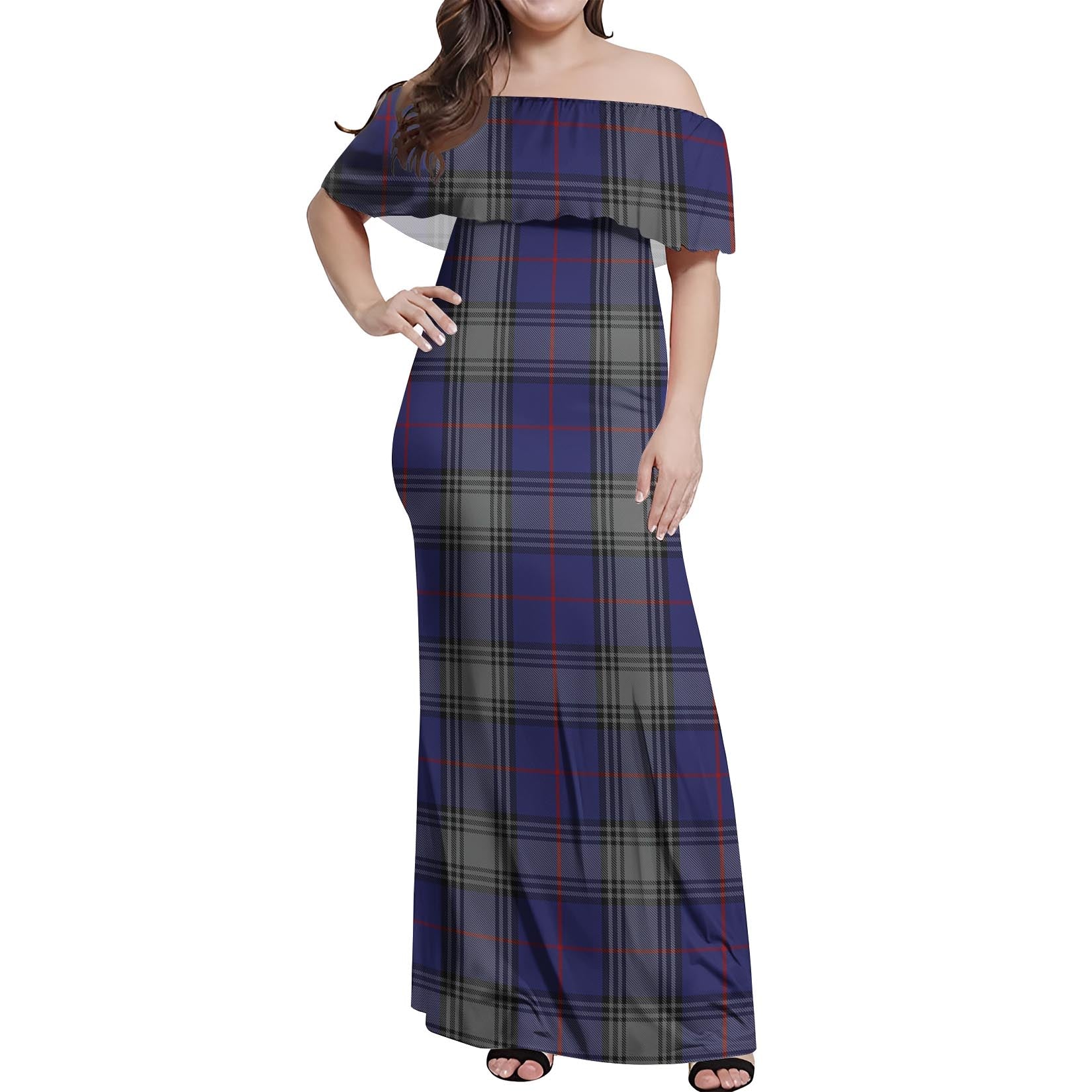 Kinnaird Tartan Off Shoulder Long Dress Women's Dress - Tartanvibesclothing