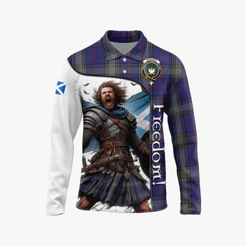 Kinnaird Crest Tartan Long Sleeve Polo Shirt Inspired by the Freedom of Scottish Warrior