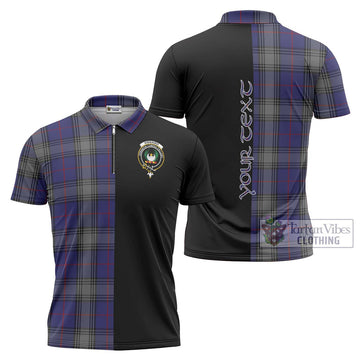 Kinnaird Tartan Zipper Polo Shirt with Family Crest and Half Of Me Style