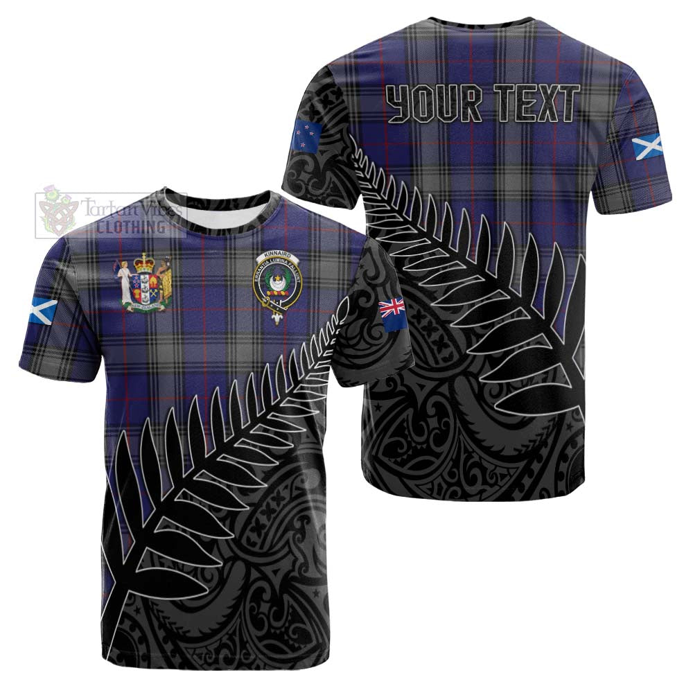 Tartan Vibes Clothing Kinnaird Crest Tartan Cotton T-shirt with New Zealand Silver Fern Half Style