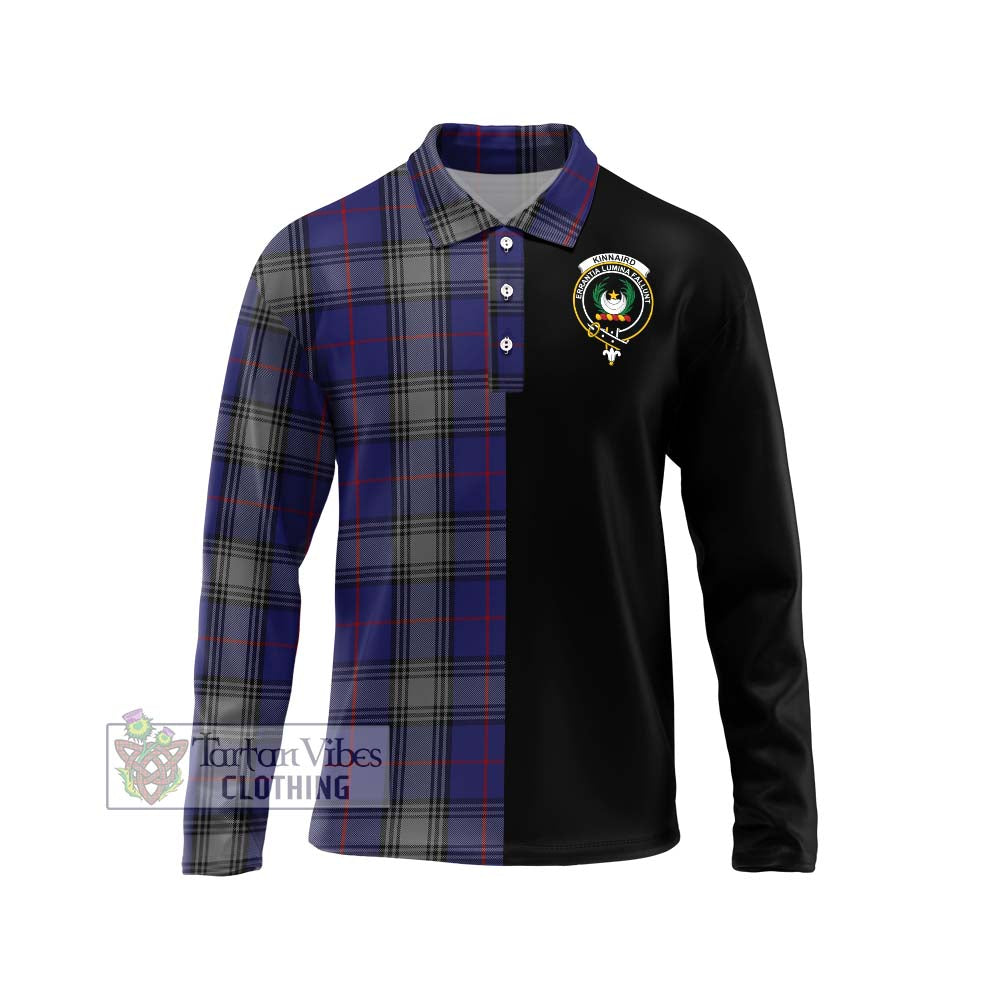 Kinnaird Tartan Long Sleeve Polo Shirt with Family Crest and Half Of Me Style Unisex - Tartanvibesclothing Shop